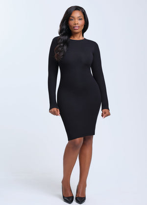 SecretSculpt Long Sleeve Above Knee Dress