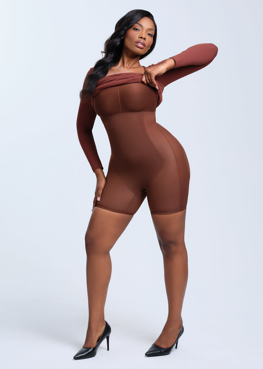 SecretSculpt Long Sleeve Midi Dress