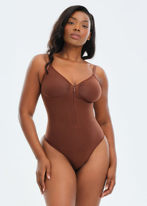 SmoothingSeamless Front Zip Bodysuit Thong