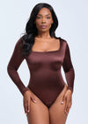 SatinSculpt Long Sleeve Bodysuit Thong